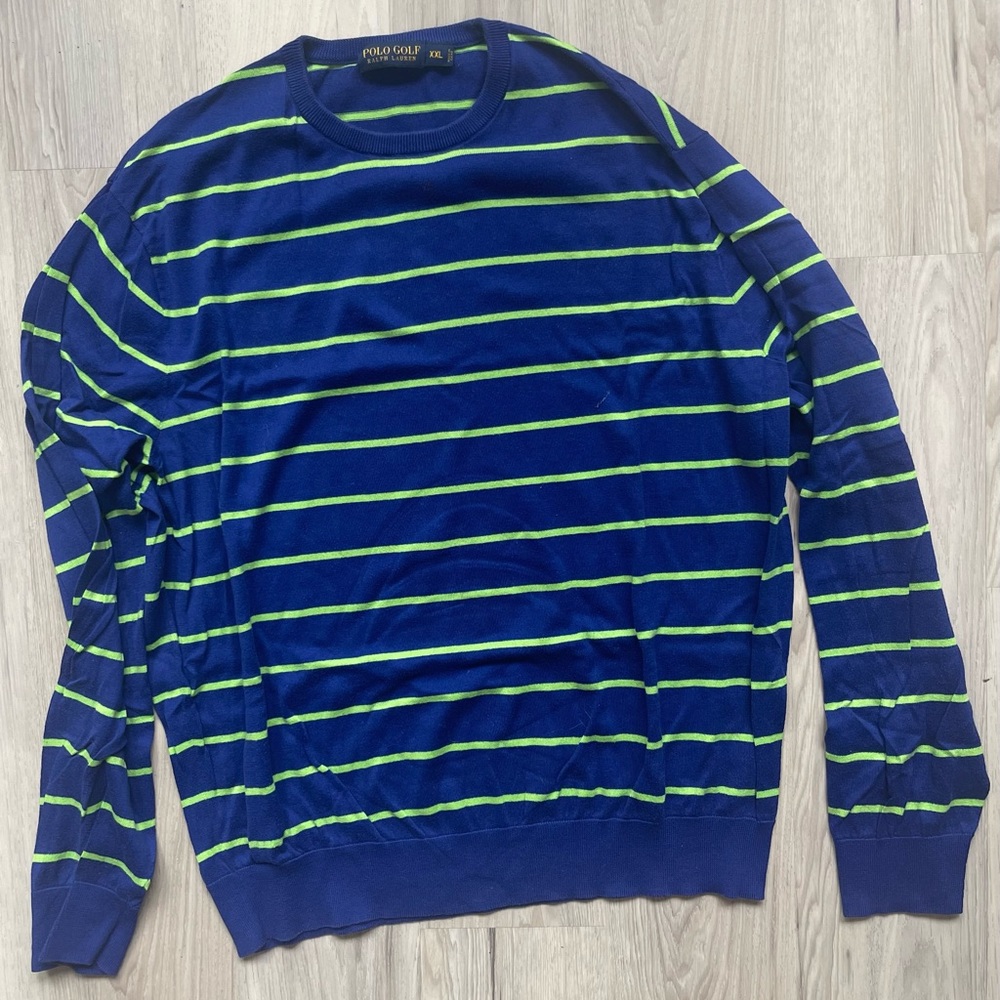Polo golf by Ralph Lauren true blue and lime green crew neck sweater
